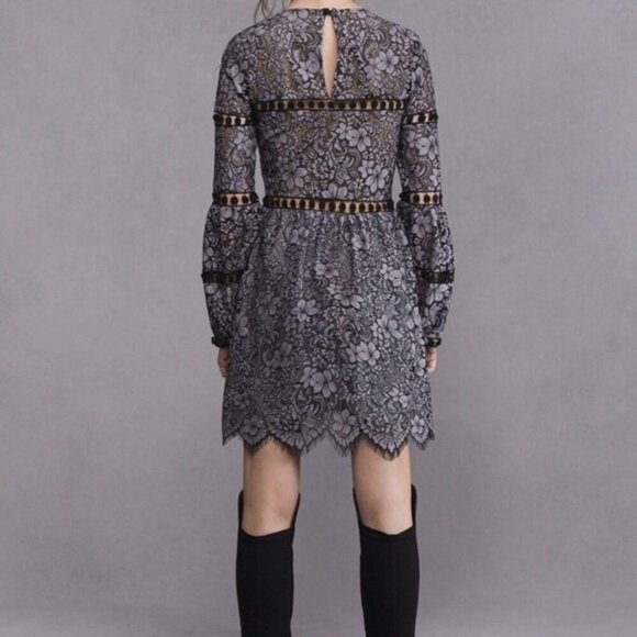 Revolve For Love & Lemons Theodora Bell Sleeve Mini Dress Lace Purple Small - Picture 16 of 16